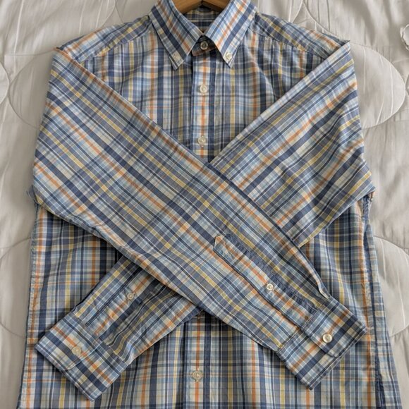 Vineyard Vines Slim-Fit Whale Shirt Men's Small Button-Down Blue Orange Plaid - Picture 9 of 13